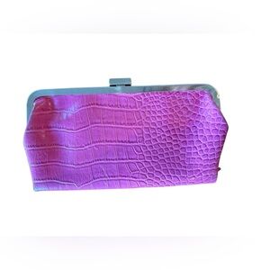 Kenneth Cole pink faux Crocodile-Embossed double snap Clutch wallet